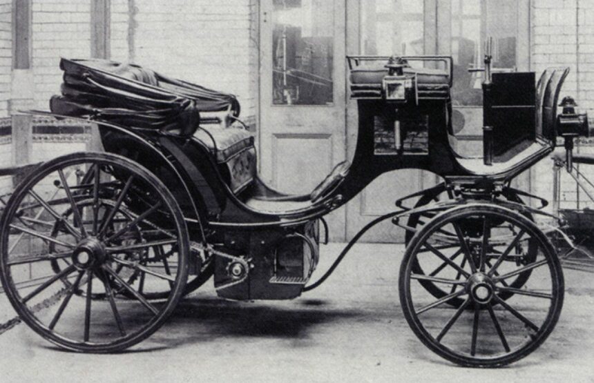 Fotografía del automóvil eléctrico de la Reina María Victoria