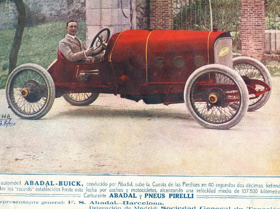 Publicidad del récord de la Cuesta de las Perdices con un Abadal-Buick