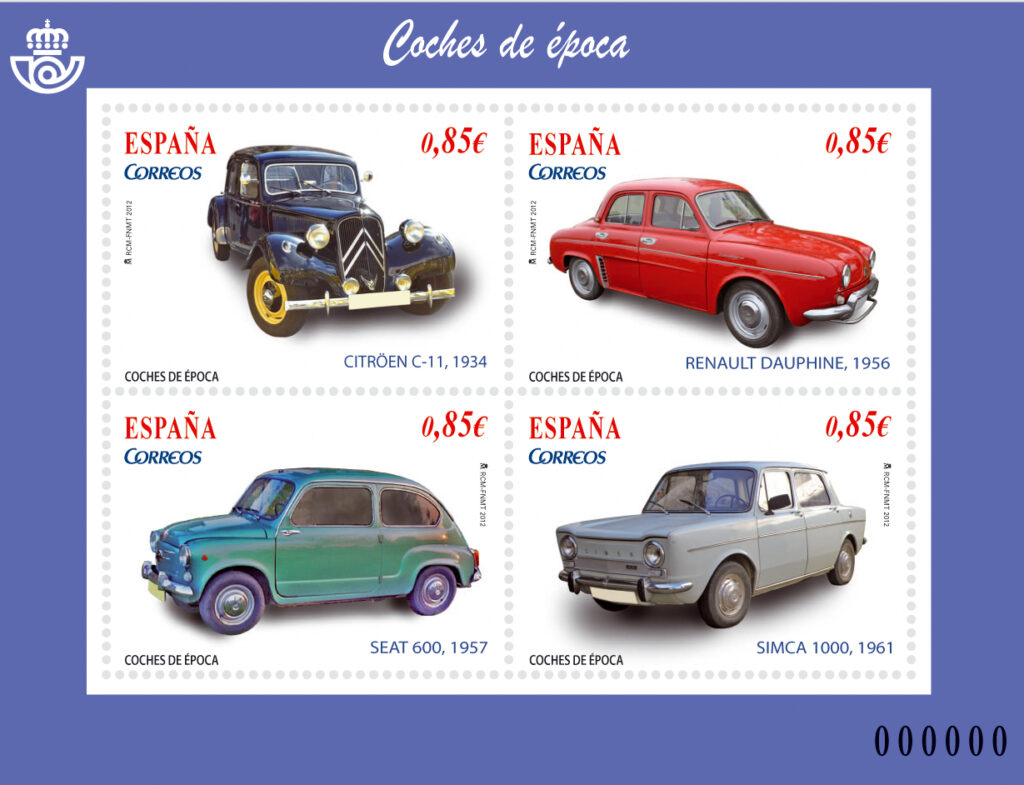 Serie de 4 sellos Coches de época de 2012