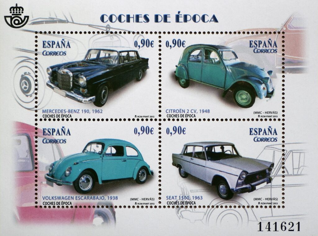 Serie de 4 sellos Coches de época del año 2013