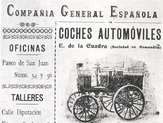 Publicidad de la Compañía General Española de Coches Automóviles E. de la Cuadra (Sociedad en Comandita)