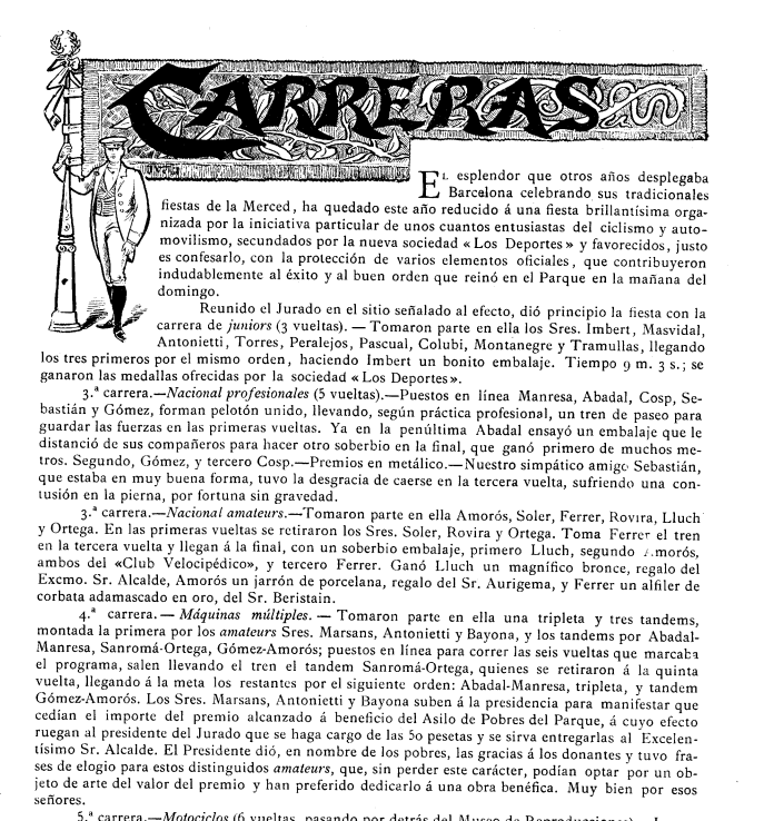 Texto del semanal Los Deportes acerca de las carreras del 24 de septiembre de 1899