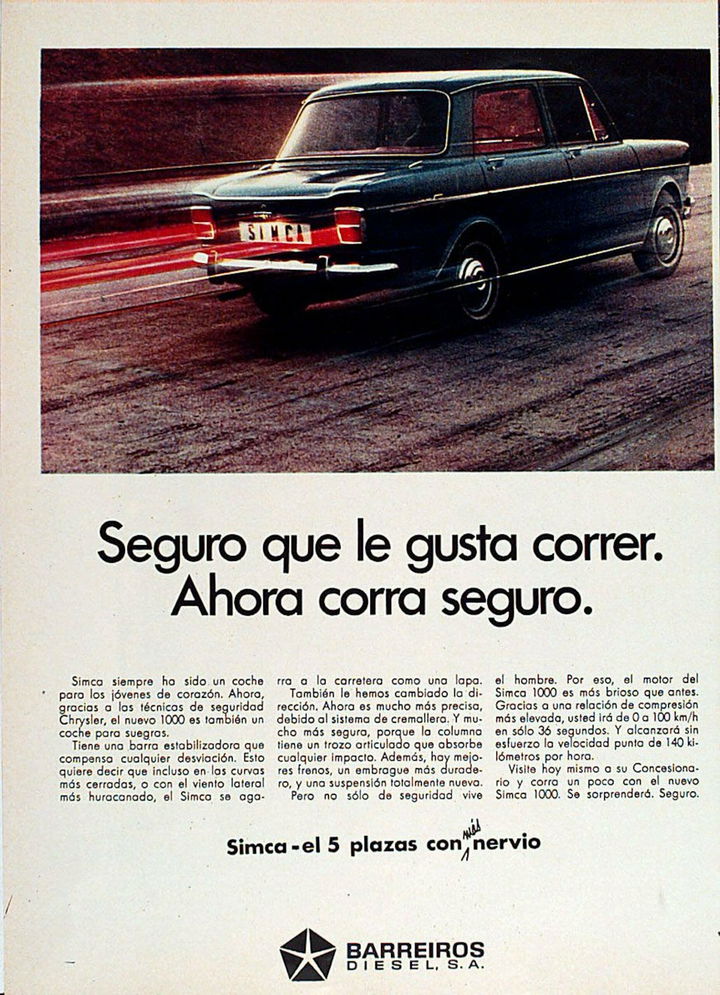 Publicidad Simca 1000, el 5 plazas con nervio