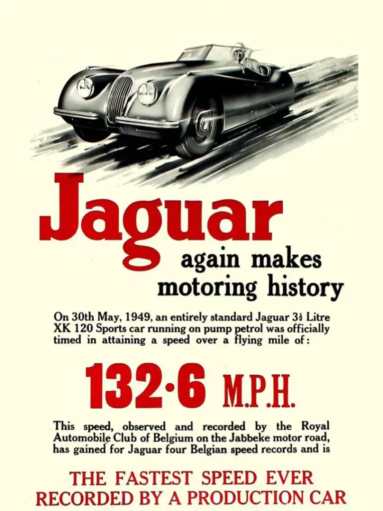 Publicidad Jaguar XK 120, 1949